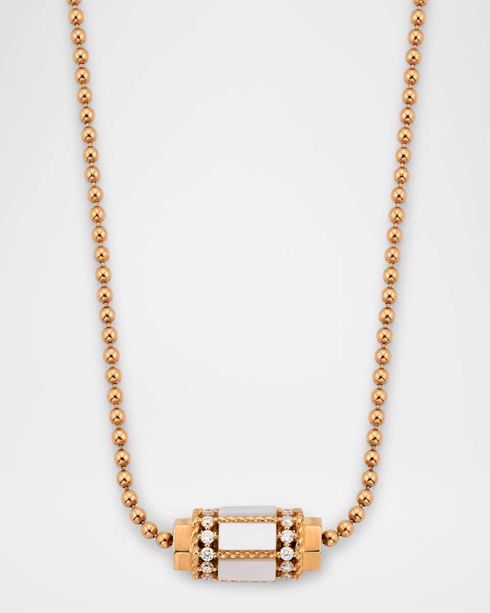 18K Rose Gold Diamond and Mother of Pearl Necklace